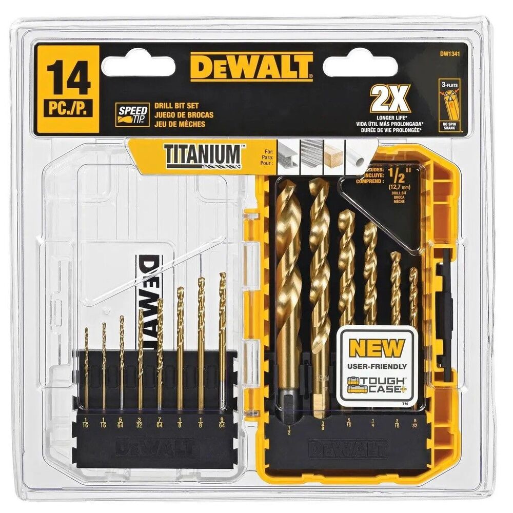 DeWalt Drill Bit Set, Titanium Nitride Coated, 14-Piece (DW1354)